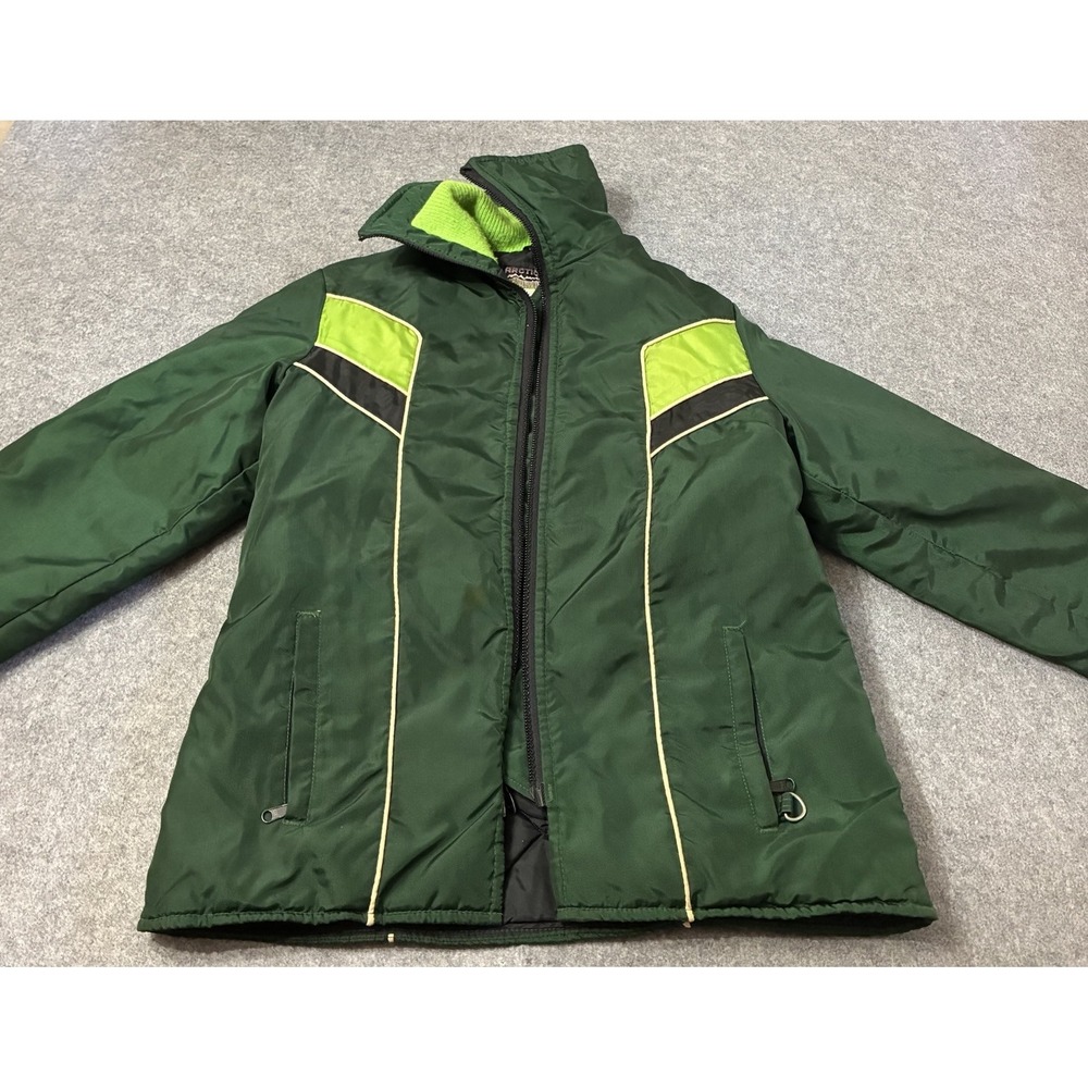 Vintage Arctic Cat Racing Bomber Snowmobile Jacket Size Medium Green 90s USA